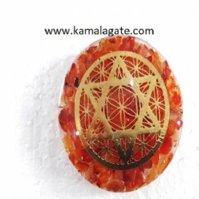 Red Carnelian Orgone Dome With Pentagram Star Symbol