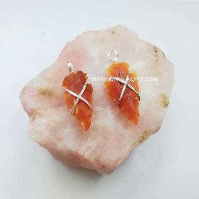 Red Carnelian Arrowhead Wire wrapped Pendant