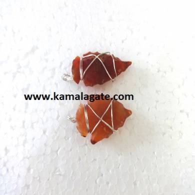 Red Carnelian Wire Wrap Arrowheads Pendents