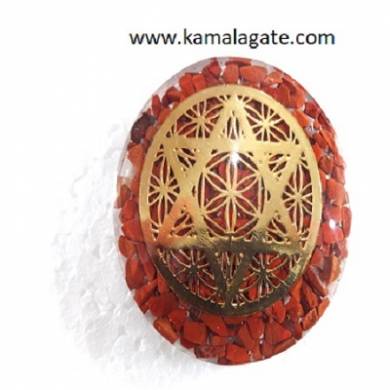 Red Jasper Orgone Dome With Pentagram Star Symbol