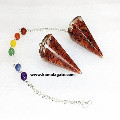 Red Jasper Orgone Pendulum With Chakra Chain