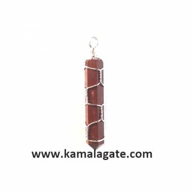 Red Jasper Single Point Wire Wrap Pendants (Silver)