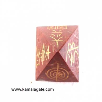 Red Jasper Engraved Reiki pyramid 