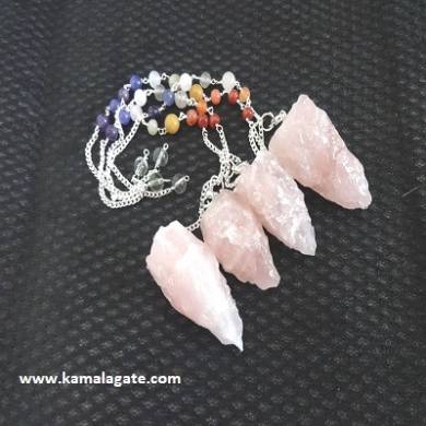 Rose Quartz Cluster Pendulum With Chakra Chain