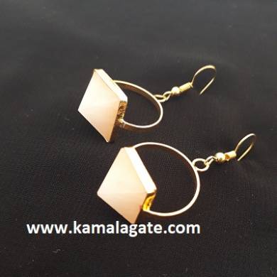 Rose Quartz Crystal Pyramids Earring Set