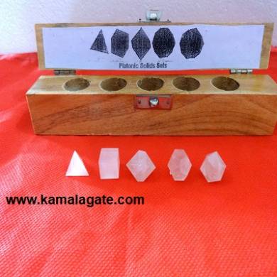 Rose Quartz Five Pieces Geometry Sets With Wooden Box