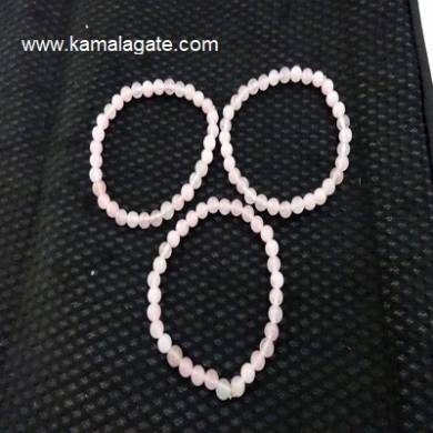 Rose Quartz Gemstone Beads Elastic Bracelets