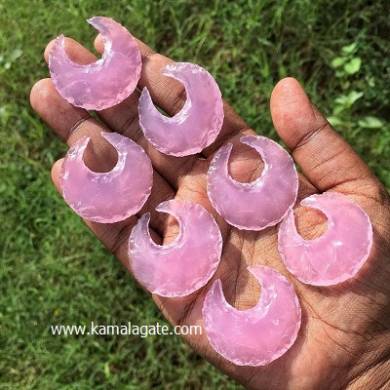 Crystal Rose quartz Glass arrowheads moon shape crystal