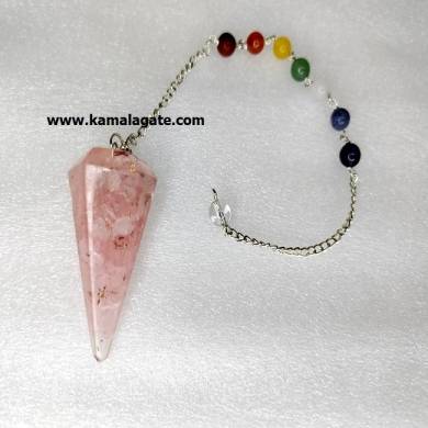 Rose Quartz Orgone Pendulum With Chakra Chain