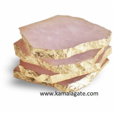 Rose Quartz Natural Stone Electroplated Coaster & Platter