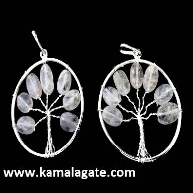 Rose Quartz Tree Of Life Pendant (silver)