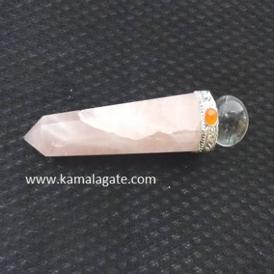 Rose Quartz Healing Wands With Crystal Ball