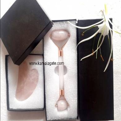 Rose Quartz Gemstone Massage Roller & Guasha Sets With Box