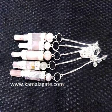 Rose Quartz Stick  Pendulums( Silver)