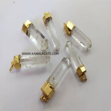 Crystal Quartz Rough Point Electroplated Pendant