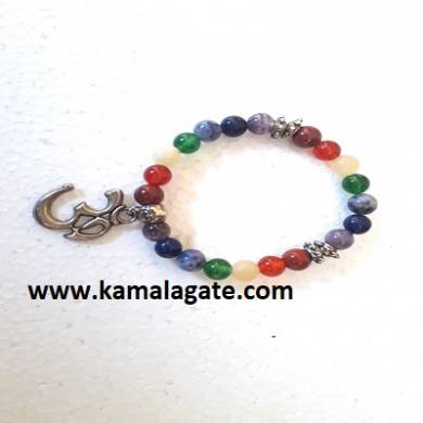 Gemstone Seven Chakra Om Symbol Bracelets