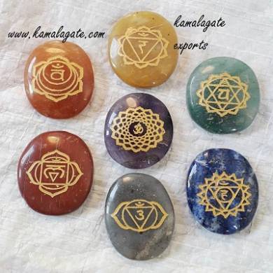 Seven Chakra Engraved Sanskrit Chakra gold plated set