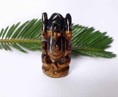 Tiger Eye Gemstone Hand Carved Ganesha