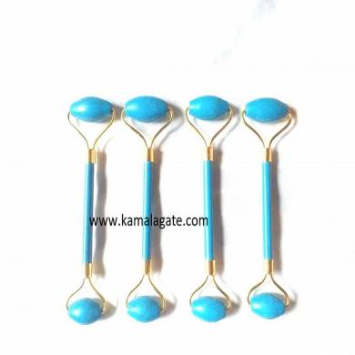 Tourqoise Gemstone Massage Roller (Golden)