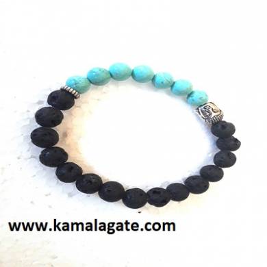 Turquoise With Lava Stone Bhuddha Bracelets