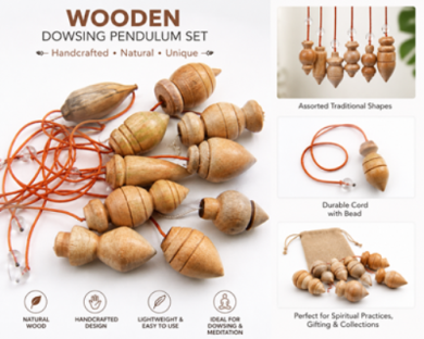 Handcrafted Wooden Dowsing Pendulum set Handcrafted Wooden Dowsing Pendulum set