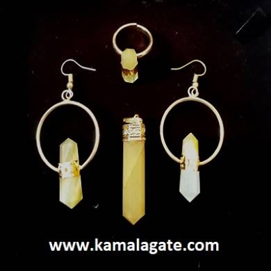 Yellow Aventurine Pencil Point Pendent set in golden