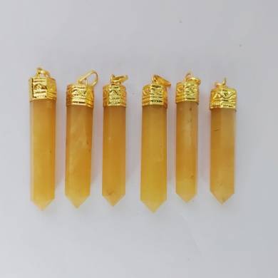 Yellow Aventurine Crystal Point Golden Cab Pendant