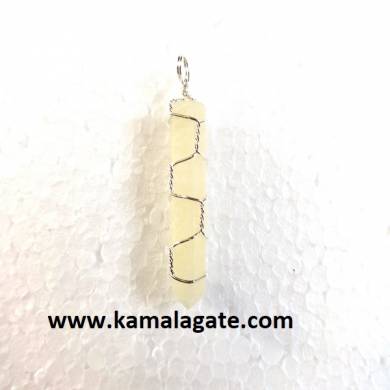 Yellow Aventurine Single Point Wire Wrap Pendants (Silver)