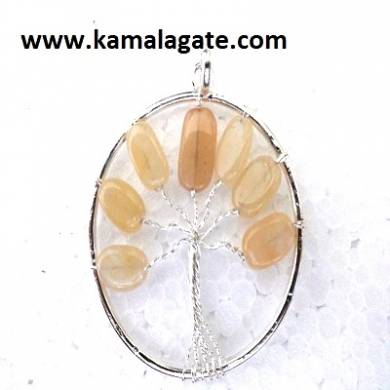 Yellow Aventurine Tree Of Life Pendant (silver)