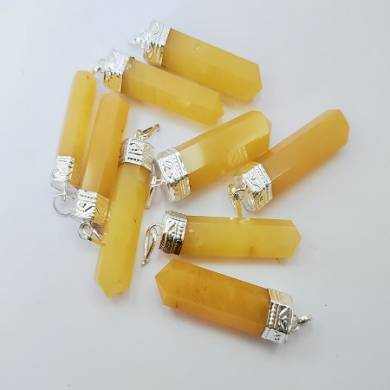 Yellow Aventurine Silver Cab Point Pendants