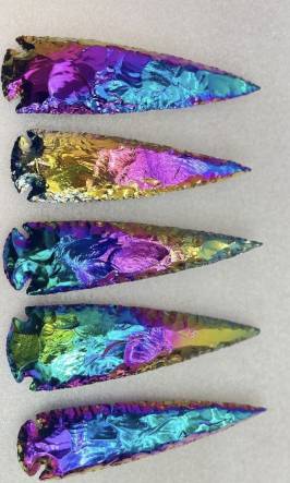 5 inch Titanium Aura Quartz arrowhead points 5 inch Titanium Aura Quartz arrowhead points