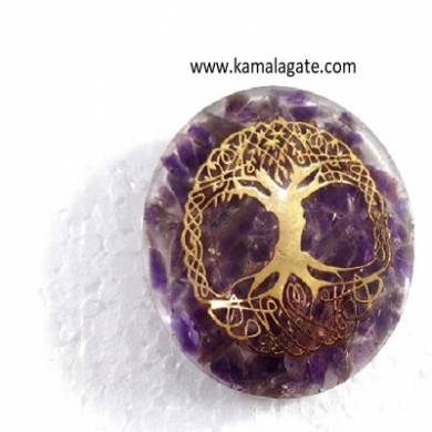 amethyst  Orgone Dome With Tree Of Life Symbol