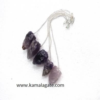 Amethyst Gemstone Cluster Pendulums With Plain Chain
