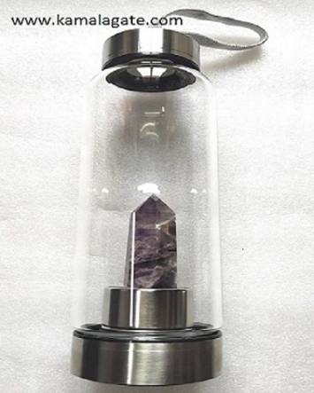 amethyst crystal wand healing stone waterbottle