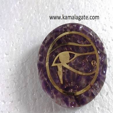  amethyst orgone dome with eye of horus symbol