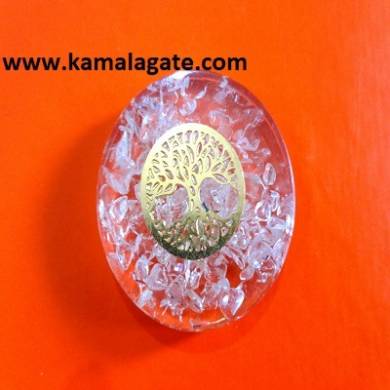 crystal orgone dome with tree of life symbol