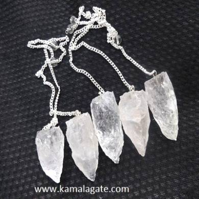 Crystal Quartz Gemstone Cluster Pendulums With Plain Chain