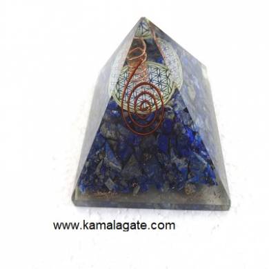 Lapiz Lazuli Orgone Pyramid With Flower Of Life 