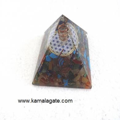 Mix Stone Orgone Pyramid With Flower Of Life 