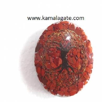 red jasper orgone dome with tree of life symbol