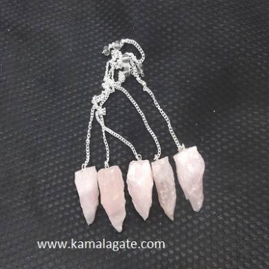 Rose Quartz Gemstone Cluster Pendulums With Plain Chain