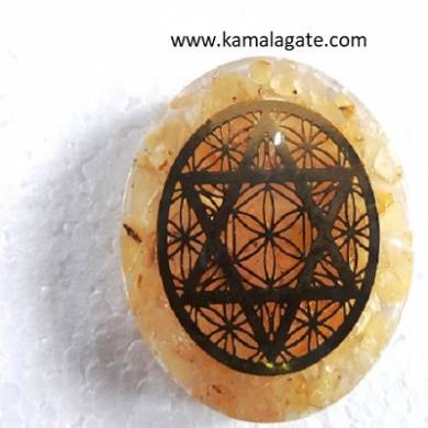 yellow aventurine Orgone Dome With Pentagram Star Symbol