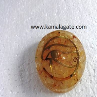 yellow aventurine orgone dome with eye of horus symbol